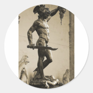 Perseus mit dem Kopf der Medusa Runder Aufkleber