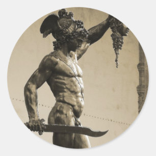 Perseus mit dem Kopf der Medusa Runder Aufkleber