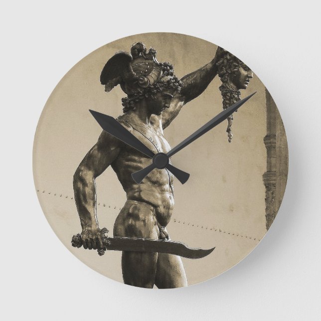 Perseus mit dem Kopf von Medusa Runde Wanduhr (Vorderseite)