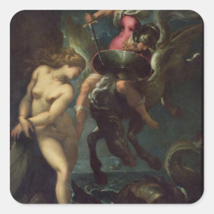 Perseus und Andromeda, c.1610 (Öl auf Leinwand) Quadratischer Aufkleber