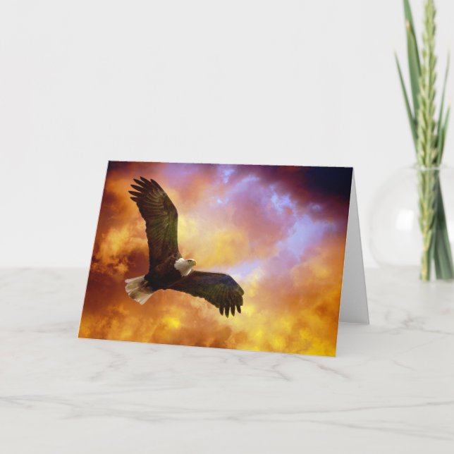 Perseverance-Eagle In Firey Clouds Blank Notecard Karte (Vorderseite)