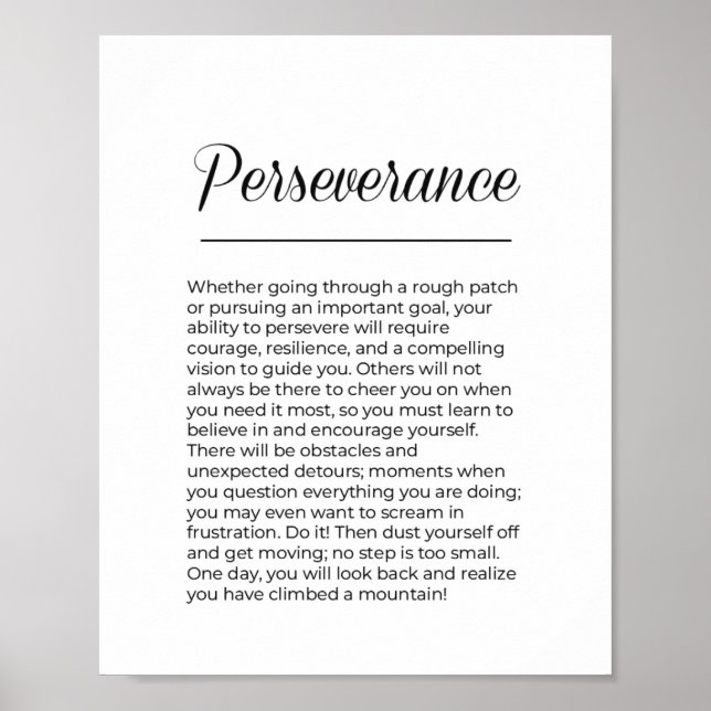 PERSEVERANCE Motivierend Wandkunst Poster (Vorne)