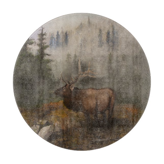 "Perseverance The Elk" Runde Schneidebrett (Vorderseite)