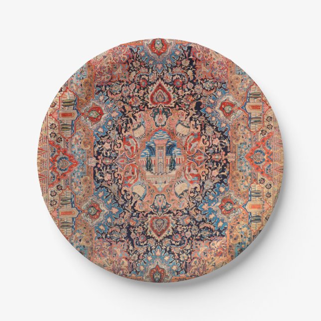 Persia Carpet Black Blue Red  Pappteller (Vorderseite)