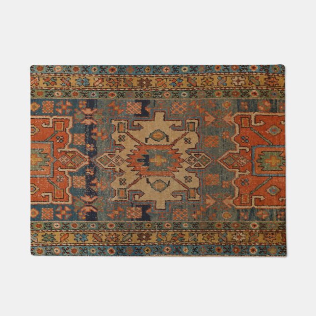 Persia Heriz Orange Blue Green  Fußmatte (Vorderseite)