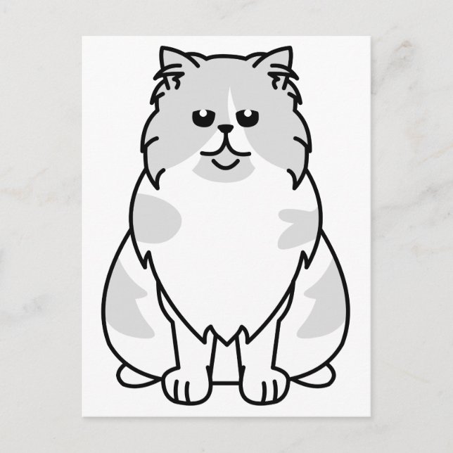Persian Bicolor Cat Cartoon Postkarte (Vorderseite)