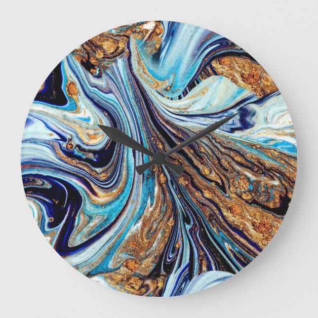 Persian Blue Agate: Oriental Luxury Texture Große Wanduhr (Vorderseite)