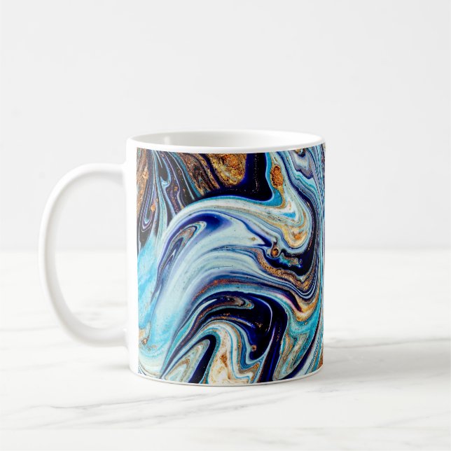 Persian Blue Agate: Oriental Luxury Texture Kaffeetasse (Links)