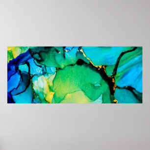 PERSIAN BLUE, Chartreuse grün. Sehr schöne Kunst Poster