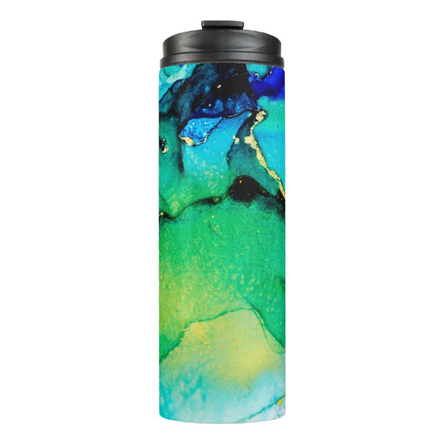 PERSIAN BLUE, Chartreuse grün. Sehr schöne Kunst Thermosbecher (Vorderseite)