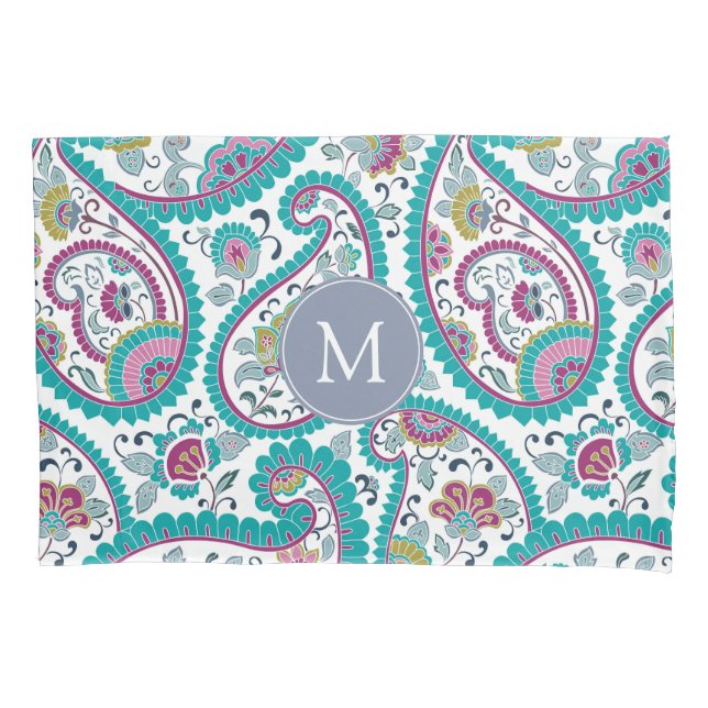 Persian Boteh Paisley Pattern Monogram Pillow case Kissenbezug (Vorderseite)
