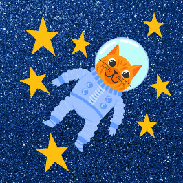 Persian Cat Astronaut Navy Blue Glitzer Galaxy Kissen