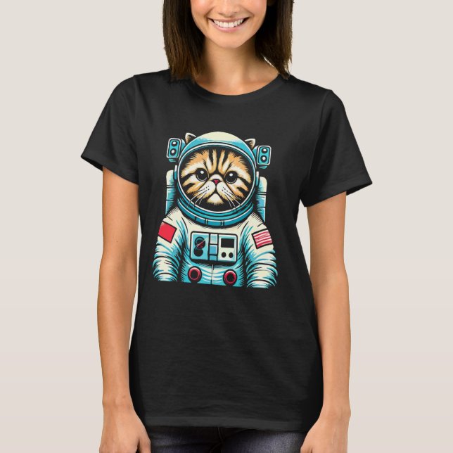 Persian Cat Astronaut Space Anzug T-Shirt (Vorderseite)