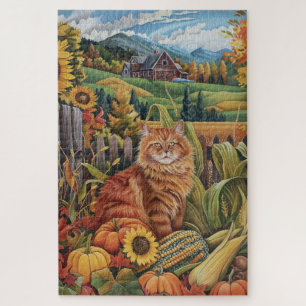 Persian Cat Autumn Harvest Erntedank Puzzle