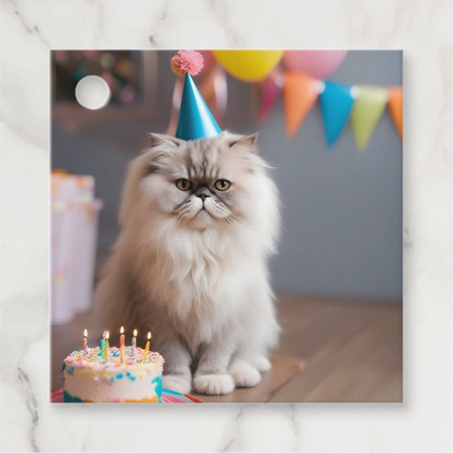 Persian Cat Birthday Party Geschenkanhänger (Vorderseite)