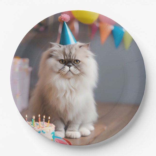 Persian Cat Birthday Party Pappteller (Vorderseite)