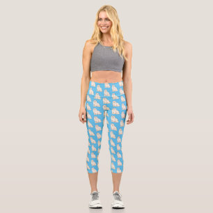 Persian cat cartoon illustration capri leggings