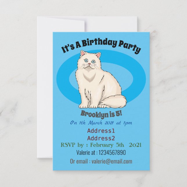 Persian cat cartoon illustration einladung (Vorderseite)