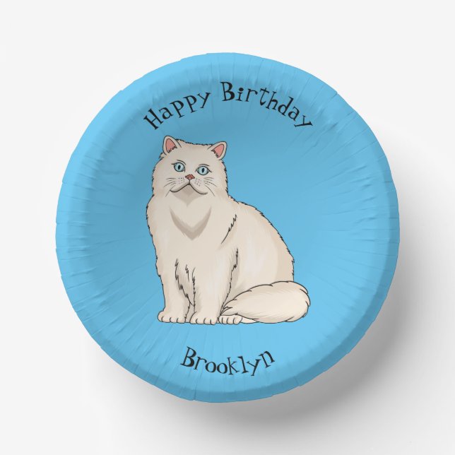 Persian cat cartoon illustration pappteller (Vorderseite)