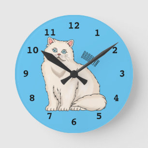 Persian cat cartoon illustration runde wanduhr