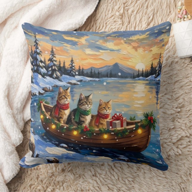 Persian Cat Christmas Boat Holiday Kissen (Decke)