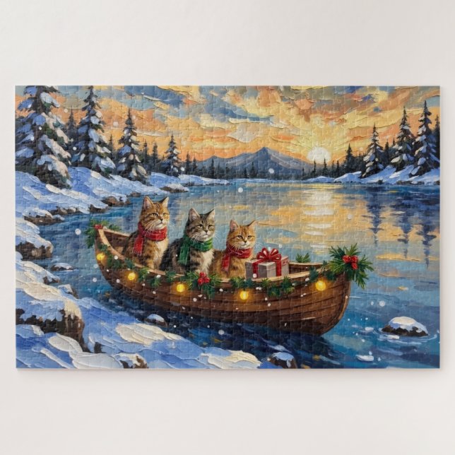Persian Cat Christmas Boat Holiday Puzzle (Horizontal)