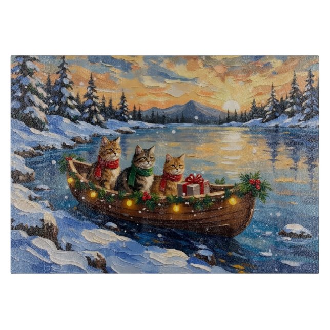 Persian Cat Christmas Boat Holiday Schneidebrett (Vorderseite)
