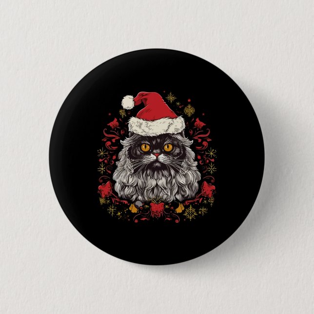 Persian Cat Christmas Button (Vorderseite)