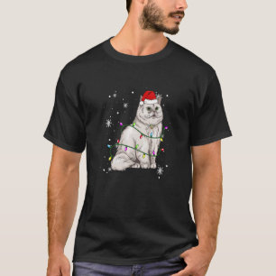 Persian Cat Christmas Lights Christmas Cat Santa h T-Shirt