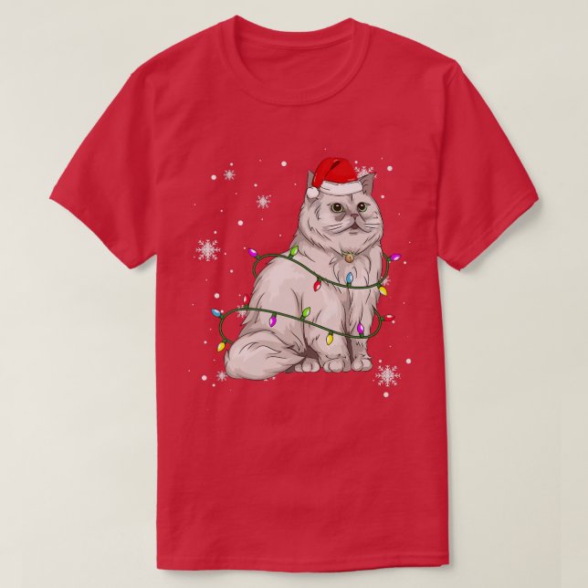 Persian Cat Christmas Lights Christmas Cat Santa h T-Shirt (Design vorne)