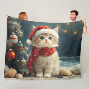 Persian Cat Christmas Vintag Beach Fleecedecke
