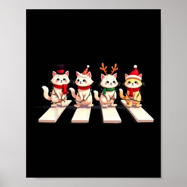 Persian Cat Crossing Road Xmas Poster (Vorne)