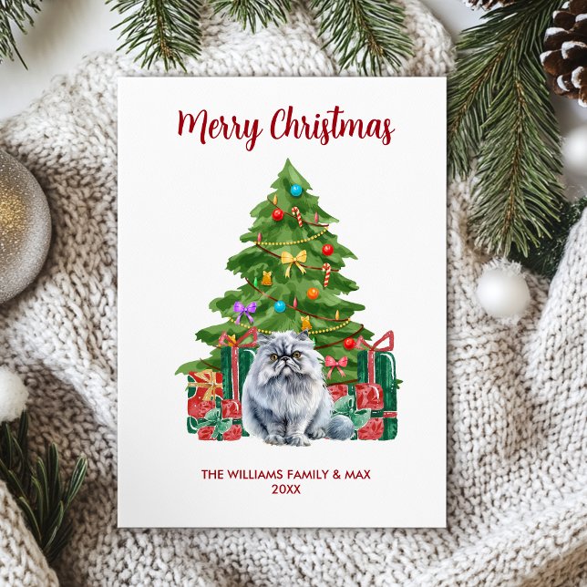 Persian Cat Family Christmas Feiertagskarte (Von Creator hochgeladen)