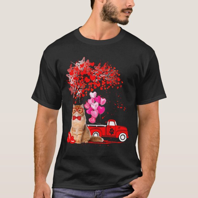 Persian Cat Heart Tree Valentines Day  T-Shirt (Vorderseite)