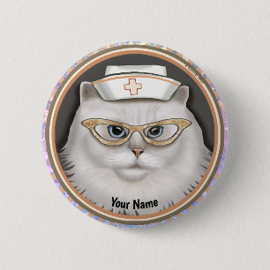 Persian Cat Nurse Button