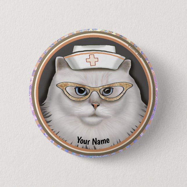 Persian Cat Nurse Button (Vorderseite)