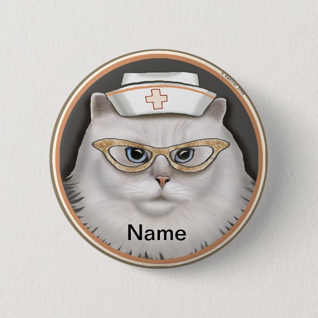 Persian Cat Nurse individuelle Name Button (Vorderseite)