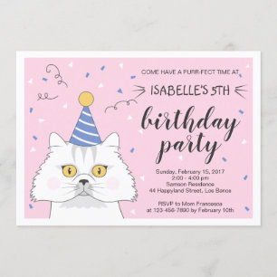 Persian Cat Purrty Confetti Einladung zum Geburtst