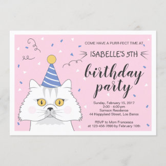 Persian Cat Purrty Confetti Einladung zum Geburtst