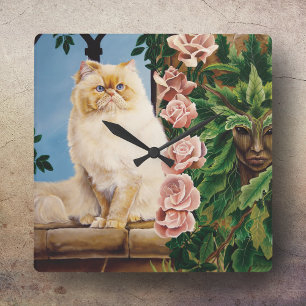 Persian Cat Rose Dryad Quadratische Wanduhr