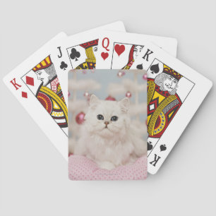Persian cat sitting on pink pillow spielkarten