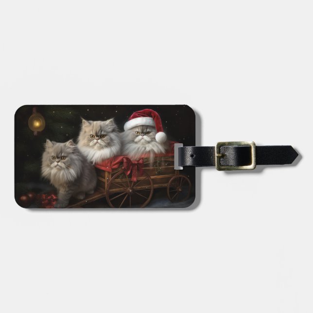 Persian Cat Snowy Sleigh Weihnachtsdekor Gepäckanhänger (Vorderseite horizontal)