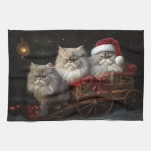 Persian Cat Snowy Sleigh Weihnachtsdekor Geschirrtuch