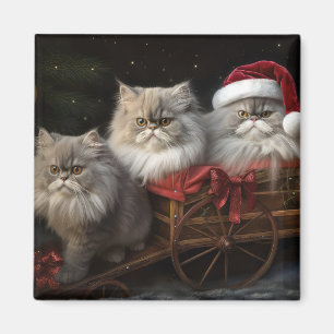 Persian Cat Snowy Sleigh Weihnachtsdekor Magnet