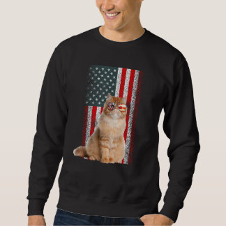 Persian Cat  US Flag Sunglasses Independence Day Sweatshirt