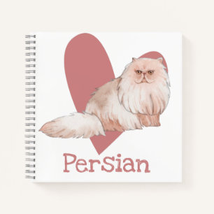 Persian Cat Watercolor Kitty Pink Heart Journal Notizbuch