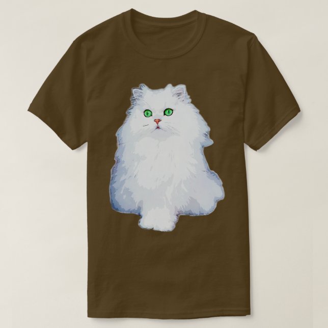 Persian Cat White Kitten mit grünen Augen Chinchil T-Shirt (Design vorne)