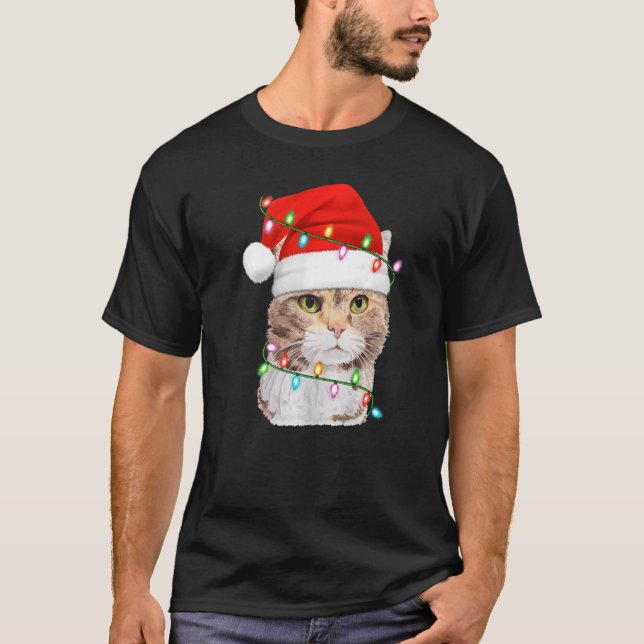 Persian Cat Xmas Lighting Santa Persian Cat Christ T-Shirt (Vorderseite)