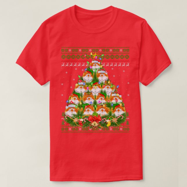 Persian Cat Xmas Lighting Tree Persian Cat Ugly Ch T-Shirt (Design vorne)
