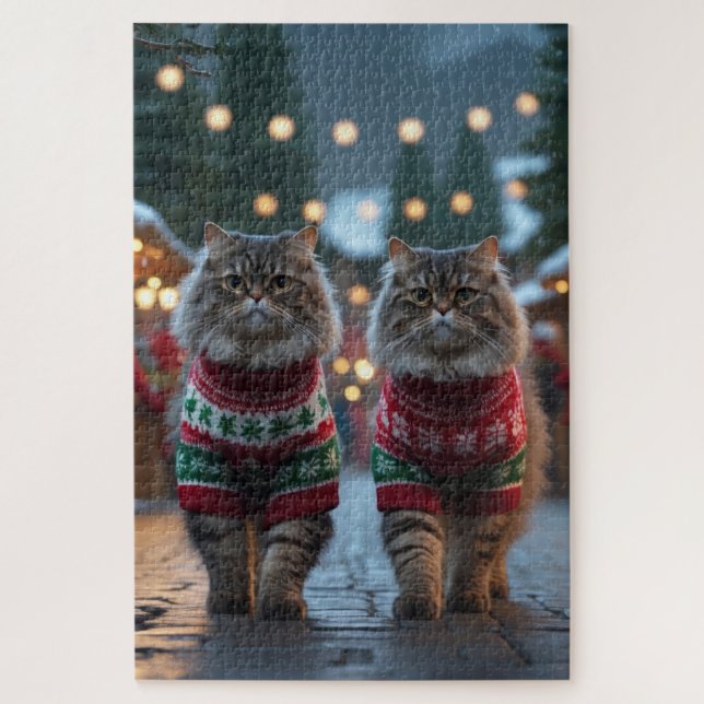 Persian Cats Christmas Snow Holiday Puzzle (Vertikal)